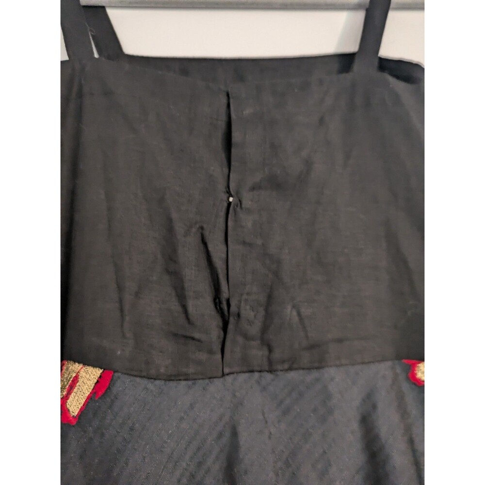 Designer Embroidered Black Silk Cotton Dress with Colorful Patterns Garmentry Xs - Picture 5 of 9